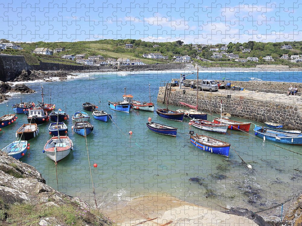 Coverack Jigsaw Puzzle featuring the photograph The small harbour Coverack, Cornwall. by Tony Mills