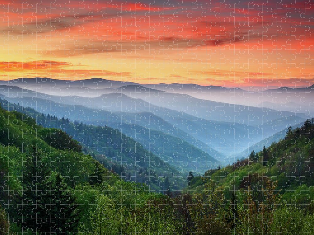 #faatoppicks Jigsaw Puzzle featuring the photograph Smoky Mountains Sunrise - Great Smoky Mountains National Park by Dave Allen