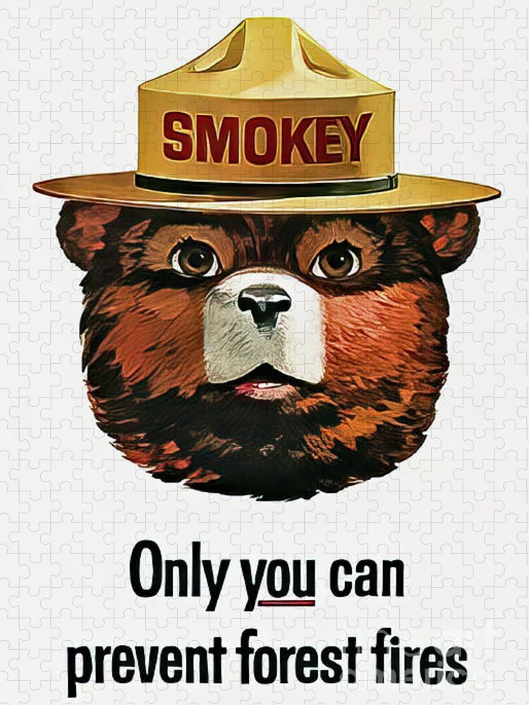 Smokey Jigsaw Puzzle featuring the drawing Smokey the Bear Fire Prevention by M G Whittingham