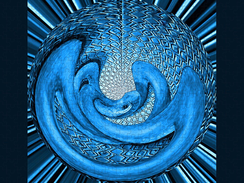 Digital Wallart Jigsaw Puzzle featuring the digital art Snake in an Egg by Ronald Mills