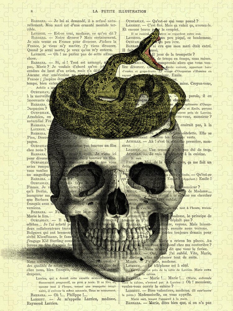 Skull Jigsaw Puzzle featuring the digital art Snake Skull by Madame Memento