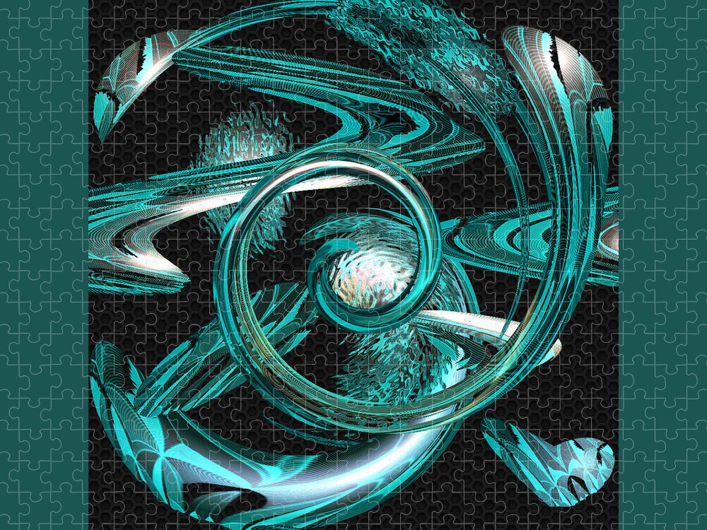 Digital Wall Art Jigsaw Puzzle featuring the digital art Snakes Swirl Black by Ronald Mills