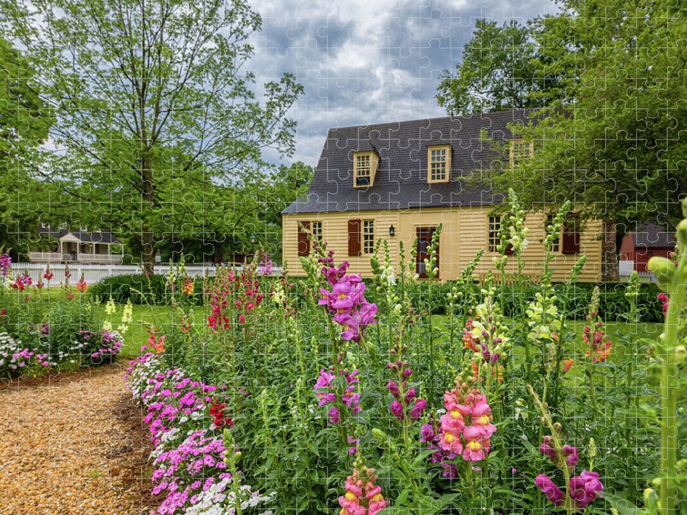 Colonial Williamsburg Jigsaw Puzzle featuring the photograph Snapdragons at the Tavern by Rachel Morrison