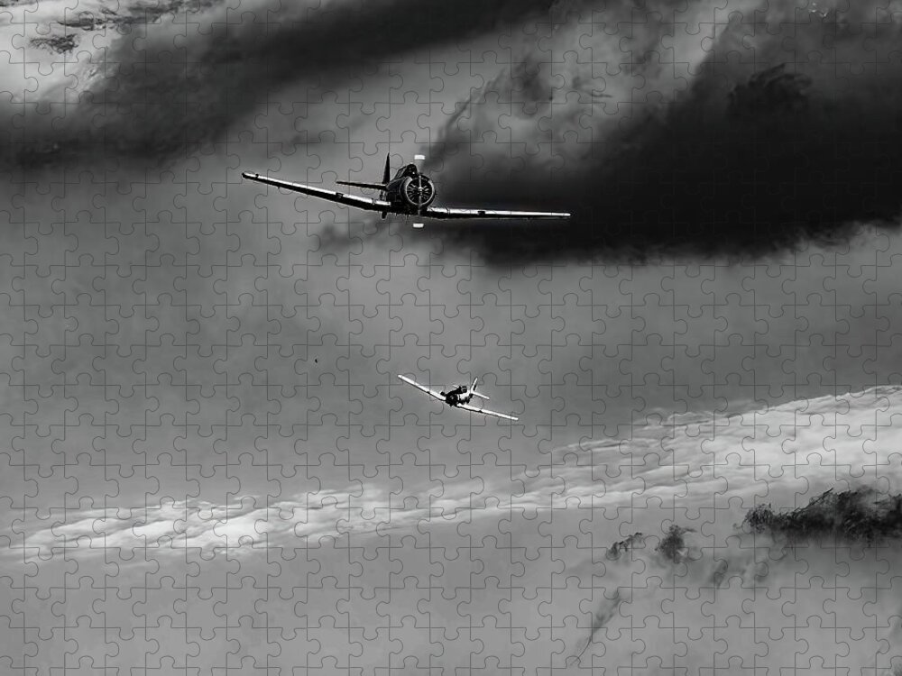 Snj-4 Jigsaw Puzzle featuring the photograph Snj-4 Bw by Flees Photos