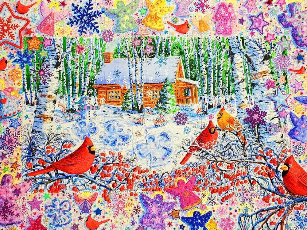 Snow Jigsaw Puzzle featuring the painting Snow Angels by Diane Phalen