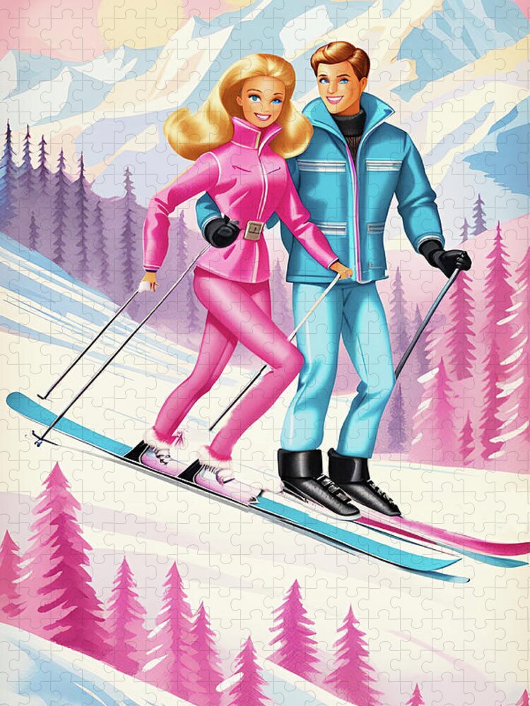 Snow Skiing with Barbie Jigsaw Puzzle by Movie Poster Prints - Pixels