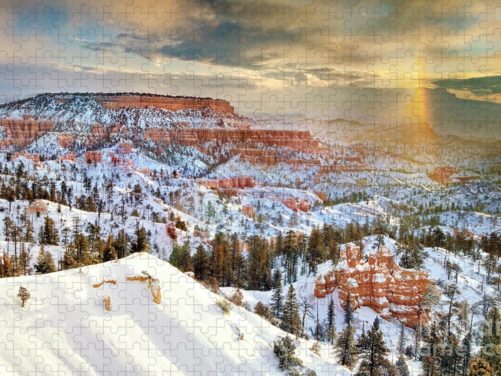 Bryce Canyon National Park Jigsaw Puzzle featuring the photograph Snowbow During Winter Sunrise Bryce Canyon National Park Utah by Dave Welling