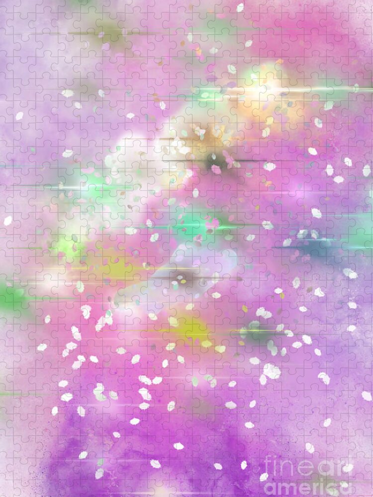 Pink Sky Jigsaw Puzzle featuring the digital art Snowy Pink Sky #1 by Zotshee Zotshee