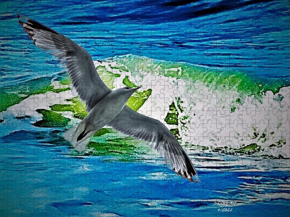 Sea Jigsaw Puzzle featuring the photograph Soaring at Sea by John Anderson