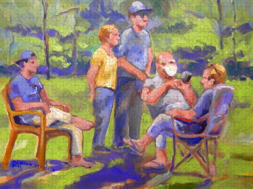 Figures Jigsaw Puzzle featuring the painting Social Distancing by Martha Tisdale