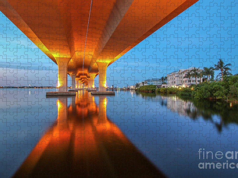 Bridge Jigsaw Puzzle featuring the photograph Soft Bridge Reflection by Tom Claud