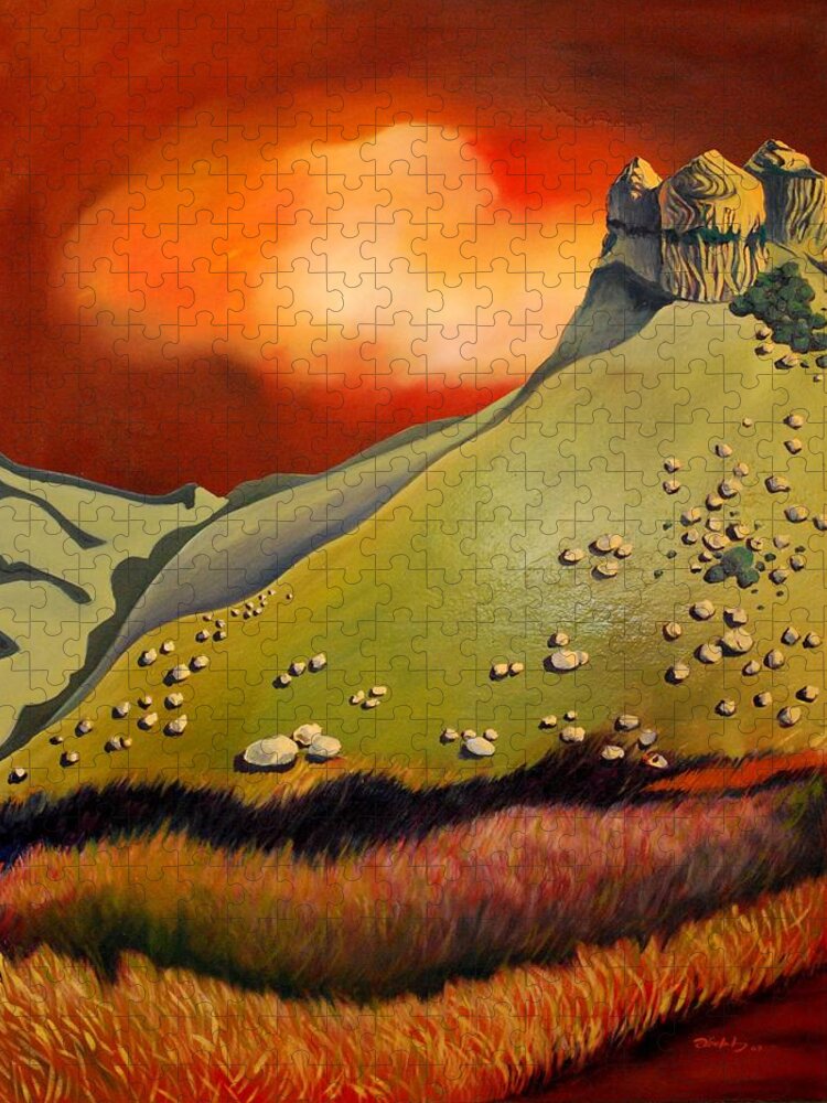 Hills Jigsaw Puzzle featuring the painting Soft Hills by Franci Hepburn