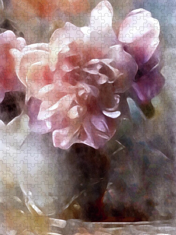 Soft Pastel Peonies Jigsaw Puzzle featuring the digital art Soft Pastel Peonies by Susan Maxwell Schmidt