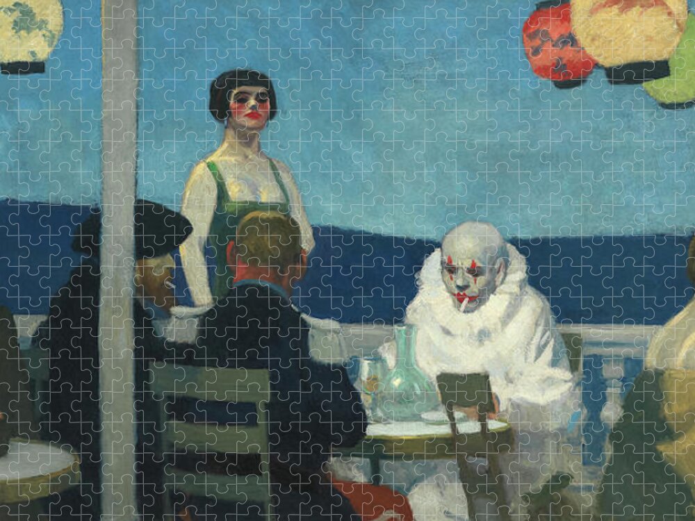 Edward Hopper Jigsaw Puzzle featuring the painting Soir Bleu, 1914 by Edward Hopper