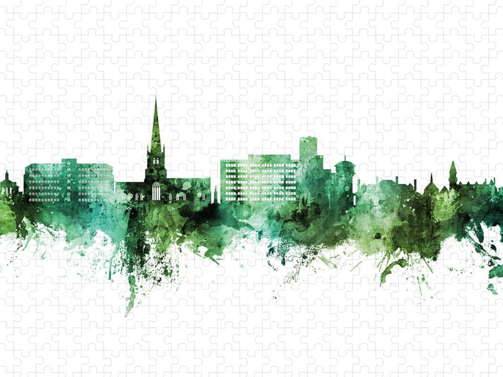 Solihull Jigsaw Puzzle featuring the digital art Solihull England Skyline #09 by Michael Tompsett