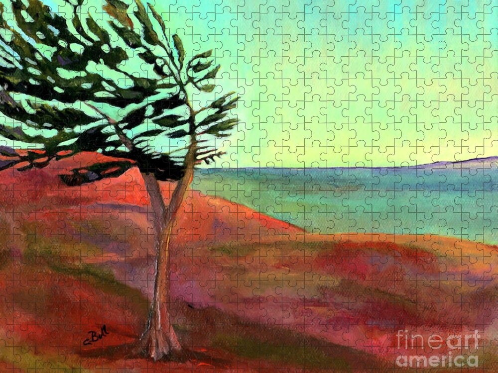 Tree Jigsaw Puzzle featuring the painting Solitary Pine by Claire Bull