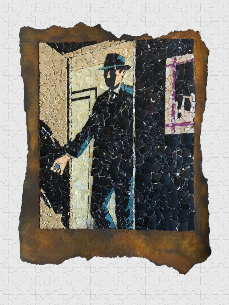 Glass Jigsaw Puzzle featuring the mixed media Someone Enters Silently by Matthew Lazure