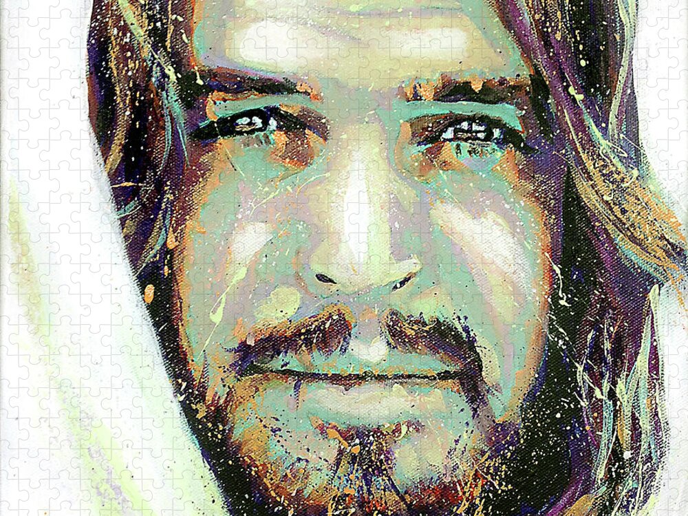 Jesus Christ Jigsaw Puzzle featuring the painting Son of God by Steve Gamba