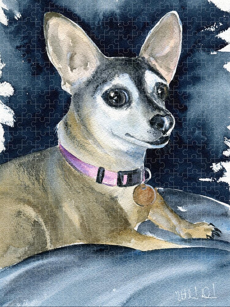 Sophie - Chihuahua dog painting Jigsaw Puzzle by Dora Hathazi