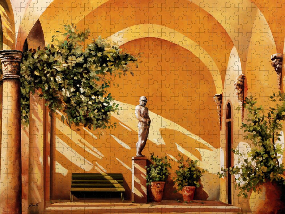 Arcade Jigsaw Puzzle featuring the painting Sotto Il Portico by Guido Borelli
