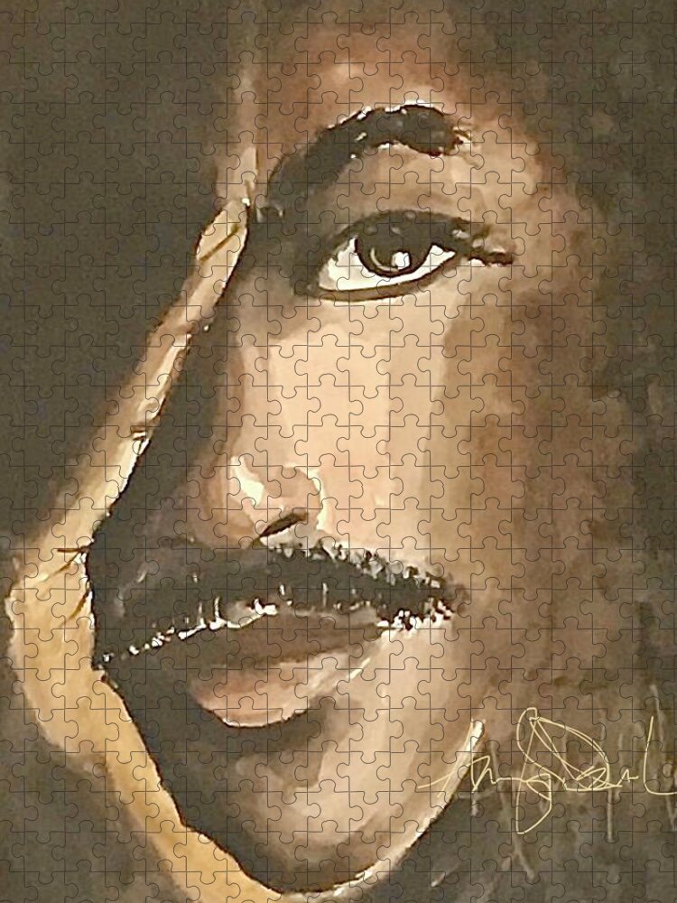  Jigsaw Puzzle featuring the painting Soul of a Man by Angie ONeal