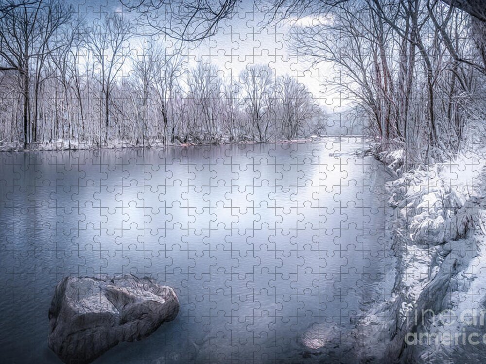 Snow Jigsaw Puzzle featuring the photograph South Holston in Winter by Shelia Hunt
