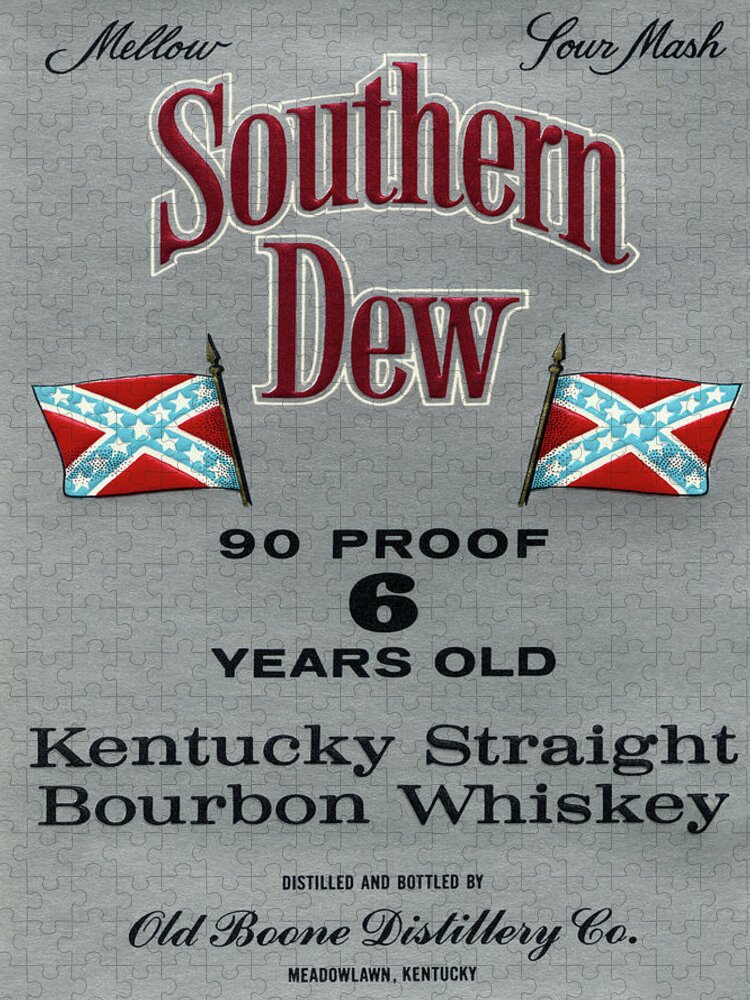 Vintage Jigsaw Puzzle featuring the drawing Southern Dew Kentucky Straight Bourbon Whiskey by Vintage Drinks Posters