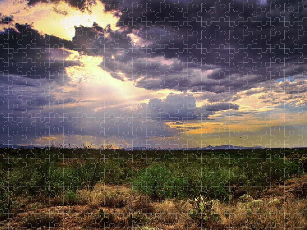 Southwest Jigsaw Puzzle featuring the photograph Southwest Desert Sky Glow, Arizona by Chance Kafka
