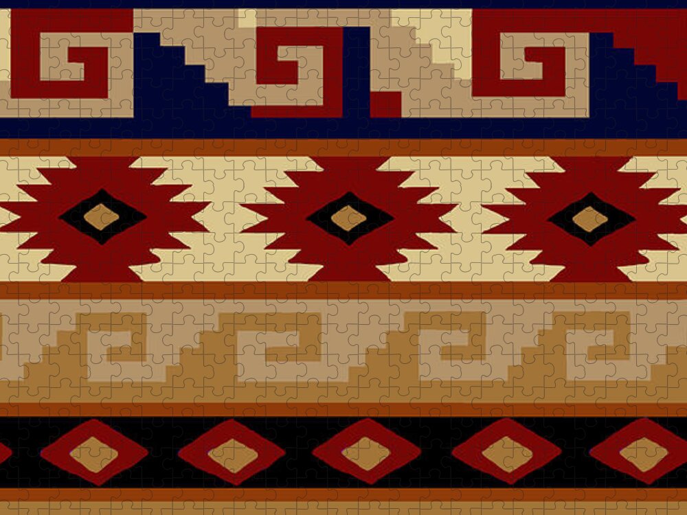 Native American Inspired Jigsaw Puzzle featuring the digital art Southwest Tribal Ethnic Wall Hanging by Vagabond Folk Art - Virginia Vivier