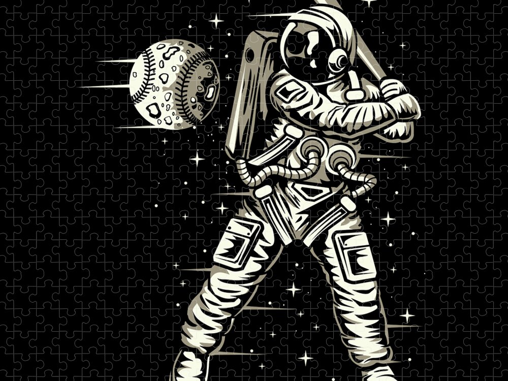 Astronaut Jigsaw Puzzle featuring the digital art Space Baseball Astronaut by Jacob Zelazny