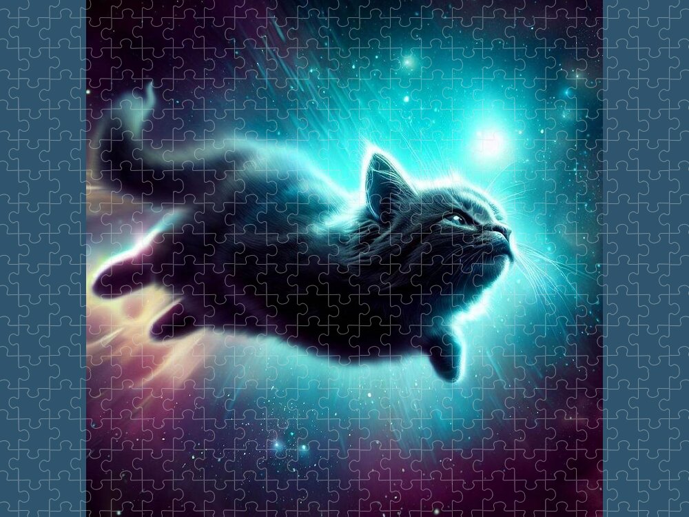 Cats Jigsaw Puzzle featuring the digital art Space Whale Cat by Cats in Places