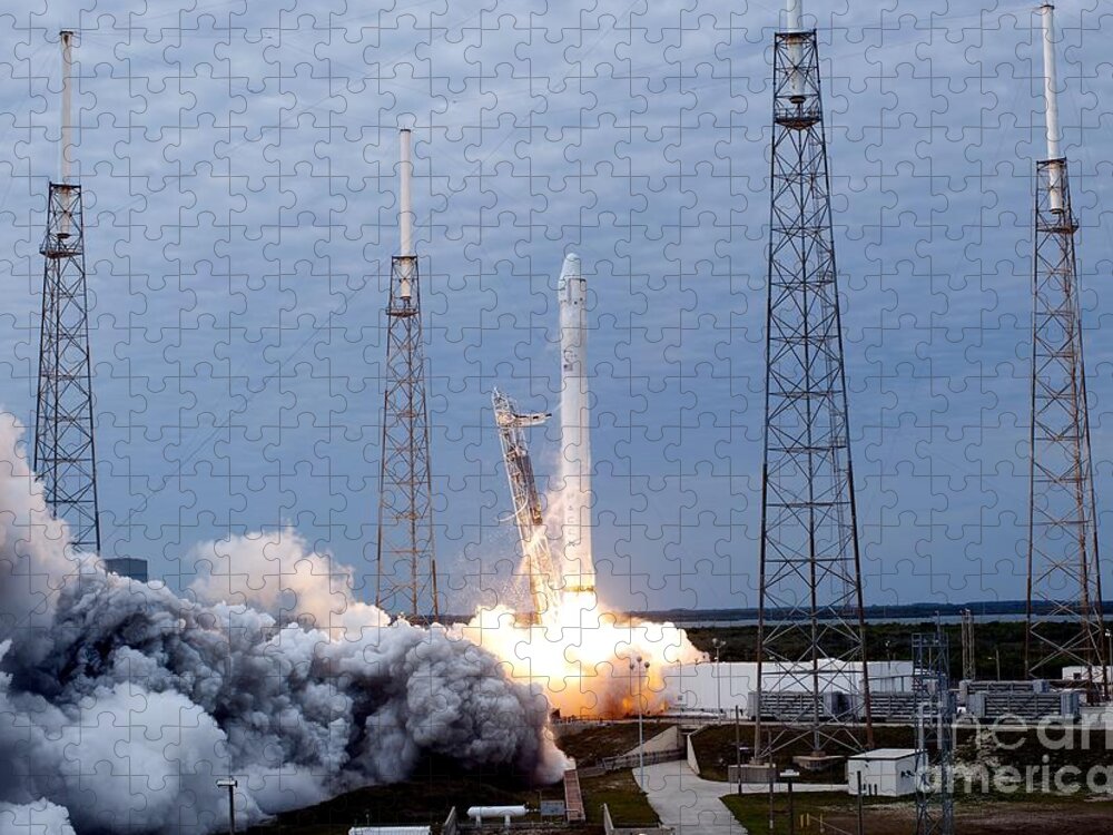 Spacex2 Jigsaw Puzzle featuring the photograph SpaceX-2 Mission Launch NASA by Rose Santuci-Sofranko