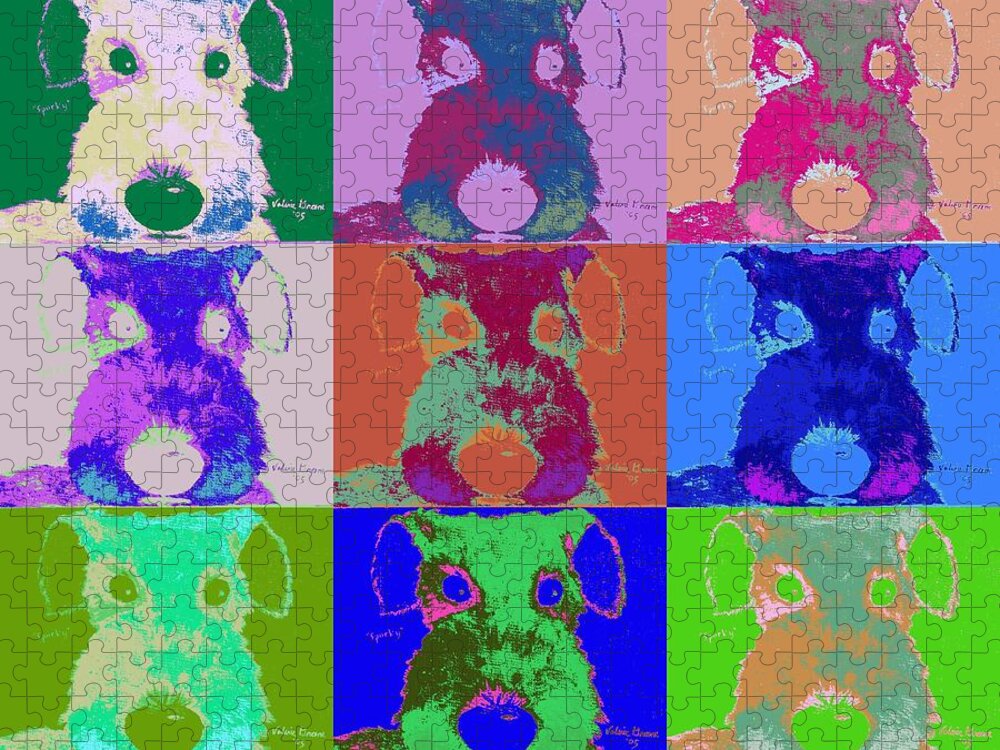 Abstract Jigsaw Puzzle featuring the photograph Sparky Warhol by Valerie Greene