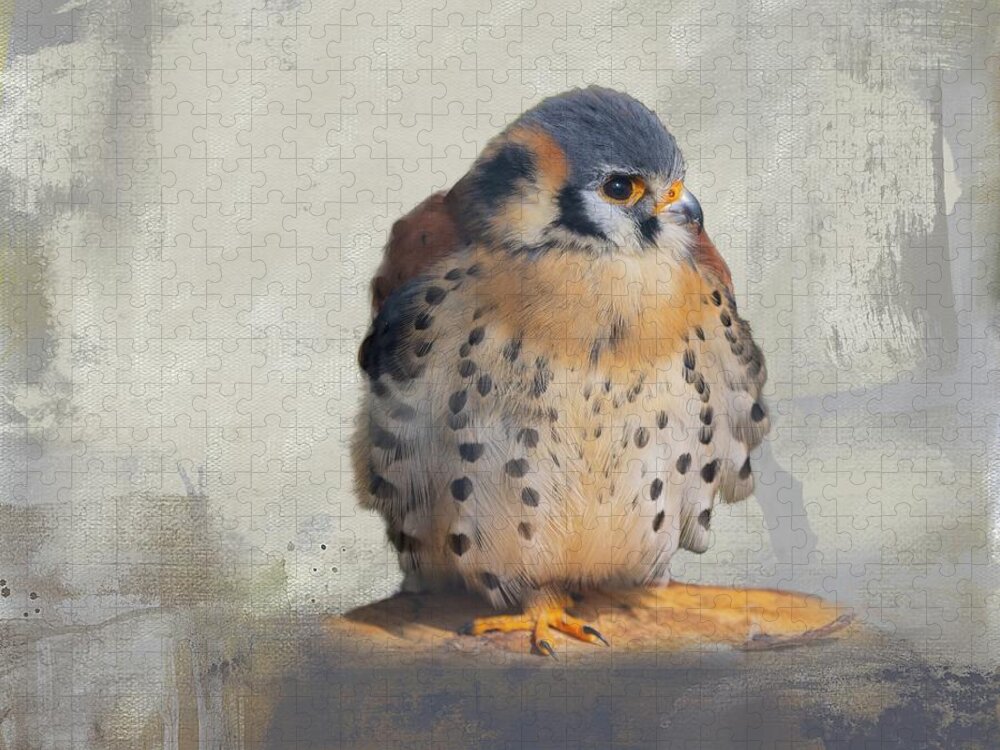 American Kestrel Jigsaw Puzzle featuring the photograph Sparrow Hawk by Eva Lechner