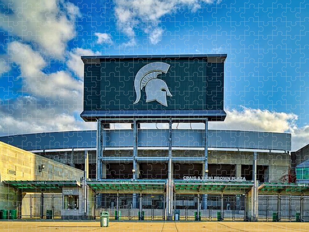 Spartan Stadium Jigsaw Puzzle featuring the photograph Spartan Stadium - Michigan State University by Mountain Dreams