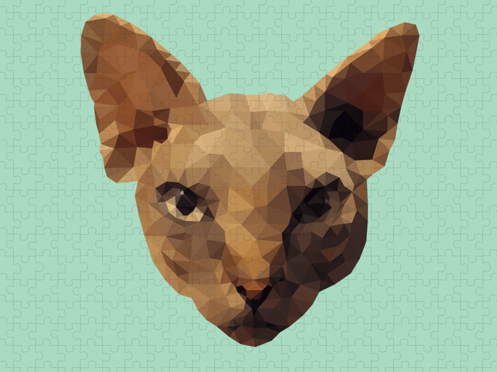 Sphynx Jigsaw Puzzle featuring the digital art Sphynx Cat by Jindra Noewi