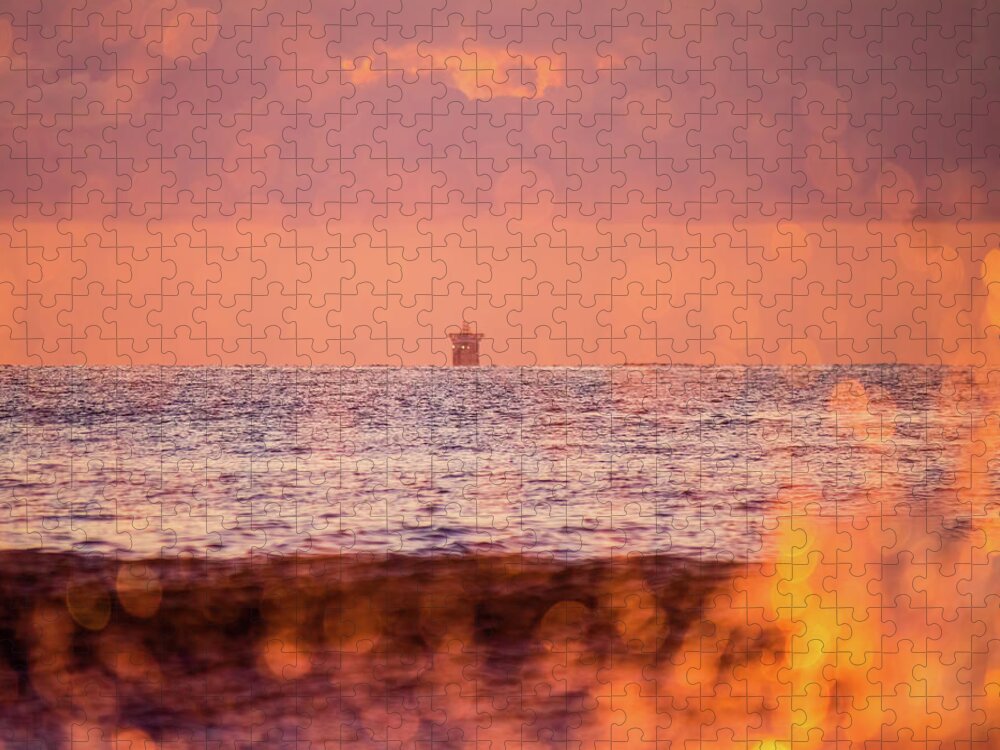 Virginia Beach Jigsaw Puzzle featuring the photograph Splash at Sunrise by Rachel Morrison