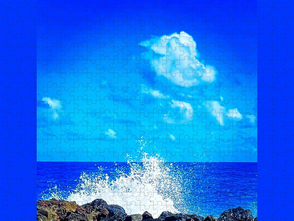 #flowersofoha #flowers #aloha #hawaii #puna #flowerpower #flowerpoweraloha #splash #cloud #bluealoha #splashcloudbluealoha Jigsaw Puzzle featuring the photograph Splash Cloud Blue Aloha by Joalene Young