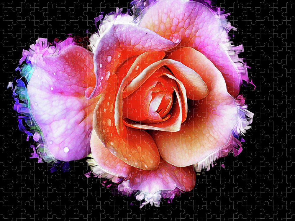 Rose Jigsaw Puzzle featuring the photograph Splashy Rose by Bill and Linda Tiepelman