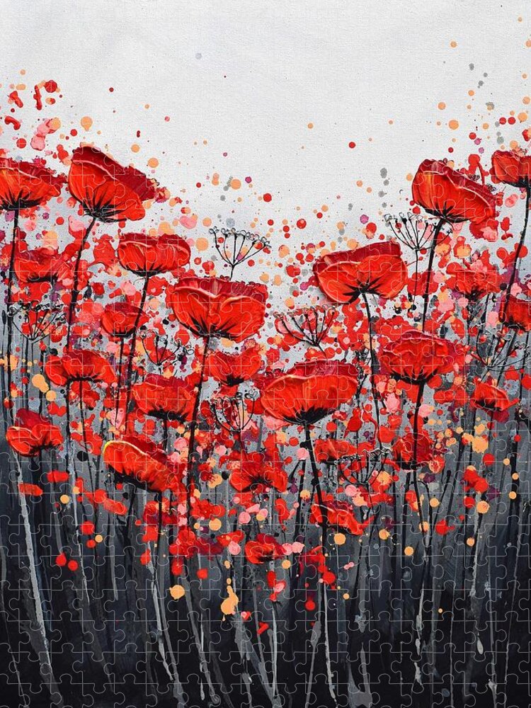 Red Poppies Jigsaw Puzzle featuring the painting Splendor of Poppies by Amanda Dagg