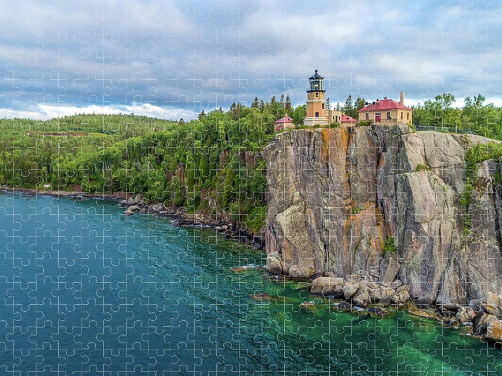 Split Rock Lighthouse Jigsaw Puzzle featuring the photograph Split Rock Lighthouse Aerial by Sebastian Musial