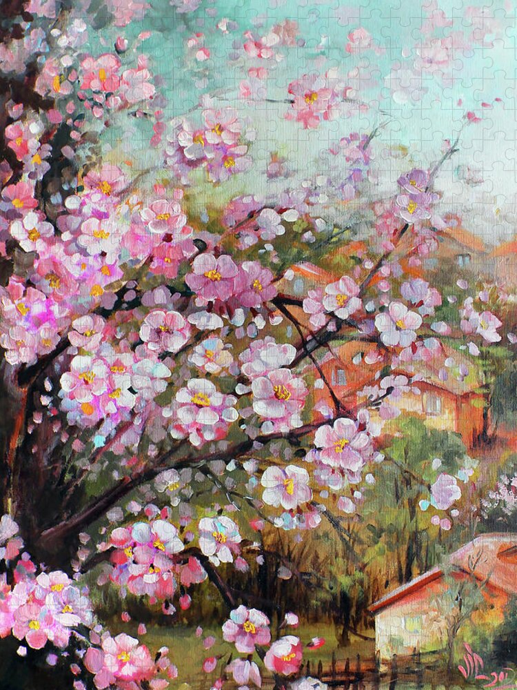 Spring Jigsaw Puzzle featuring the painting Spring at country side by Vali Irina Ciobanu