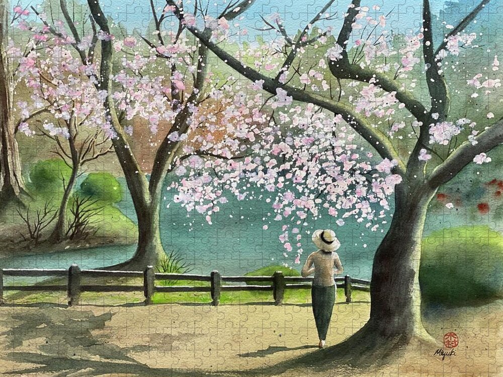 Cherry Blossom Jigsaw Puzzle featuring the painting Spring Beauties by Kelly Miyuki Kimura