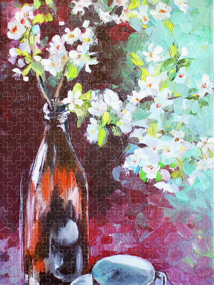 Spring Painting Jigsaw Puzzle featuring the painting Spring breakfast by Vali Irina Ciobanu