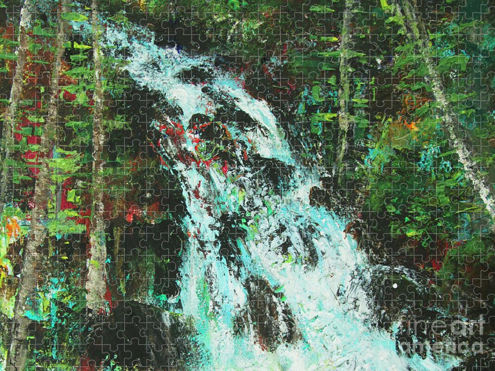 Landscape Jigsaw Puzzle featuring the painting Spring Runoff by Jeanette French