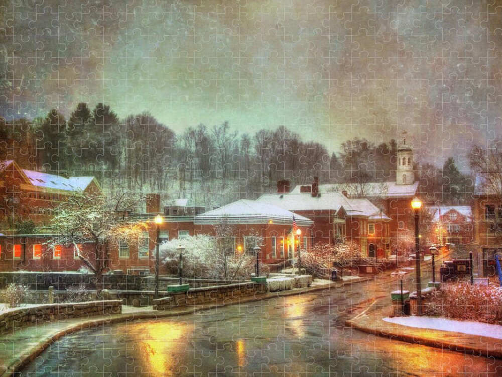 Quaint Jigsaw Puzzle featuring the photograph Spring snow in Peterborough NH by Joann Vitali