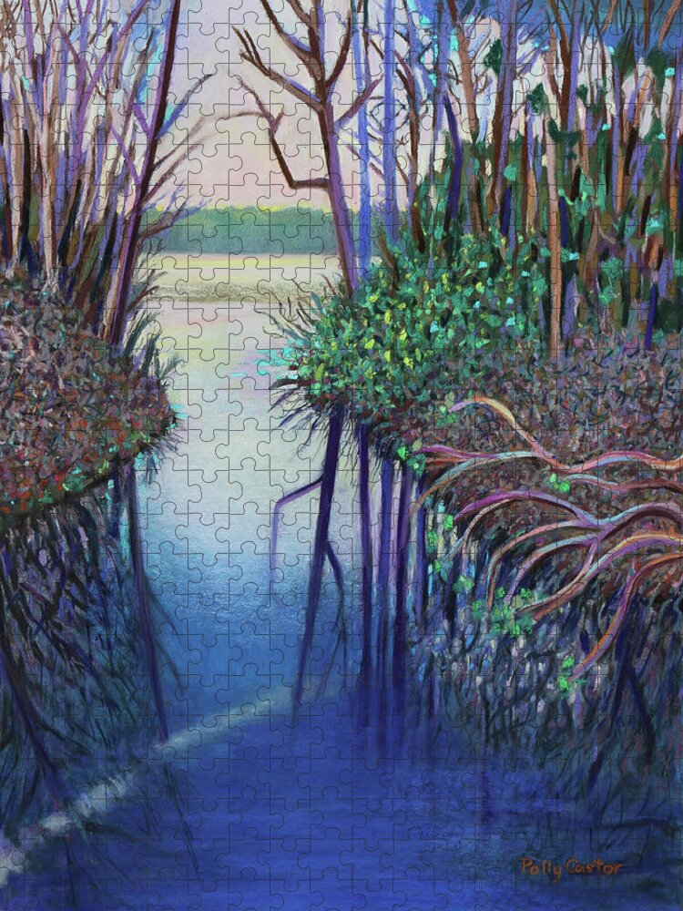  Jigsaw Puzzle featuring the painting Springtime Blues by Polly Castor