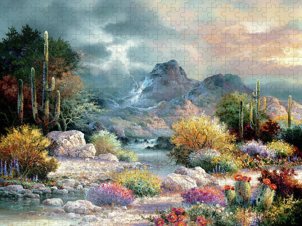 Southwest Jigsaw Puzzle featuring the painting Springtime Valley by James Lee