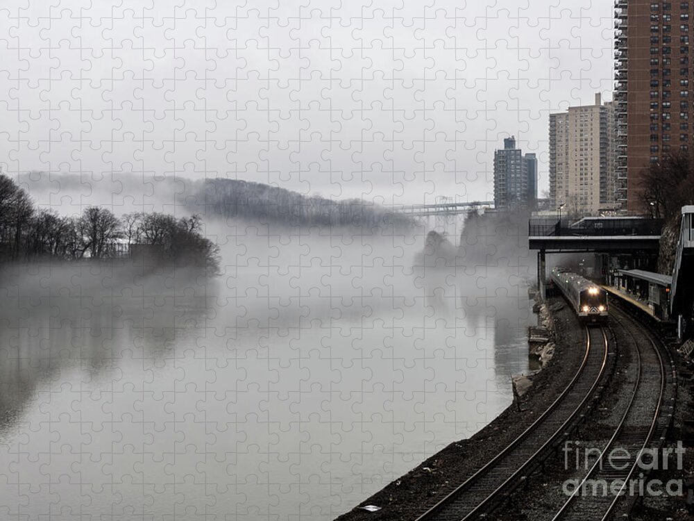 Inwood Jigsaw Puzzle featuring the photograph Spuyten Duyvil with Fog by Cole Thompson