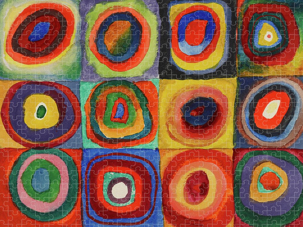 Wassily Jigsaw Puzzle featuring the painting Squares With Concentric Circles, 1913 by Wassily Kandinsky